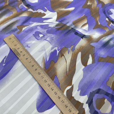 Шифон 3Д малюнок фіолетовий з атласною смужкою