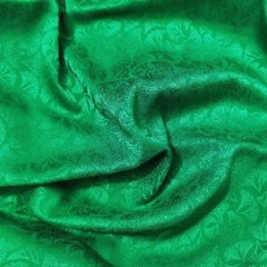 Шелк - Жаккард двухсторонний листики Зеленый