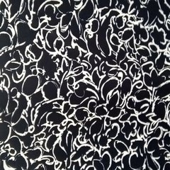 Сатин - Коттон стрейч белые узоры на черном фоне