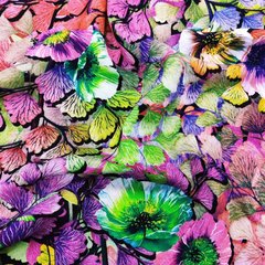 Штапель принт Digital квіткова композиція фіолетова